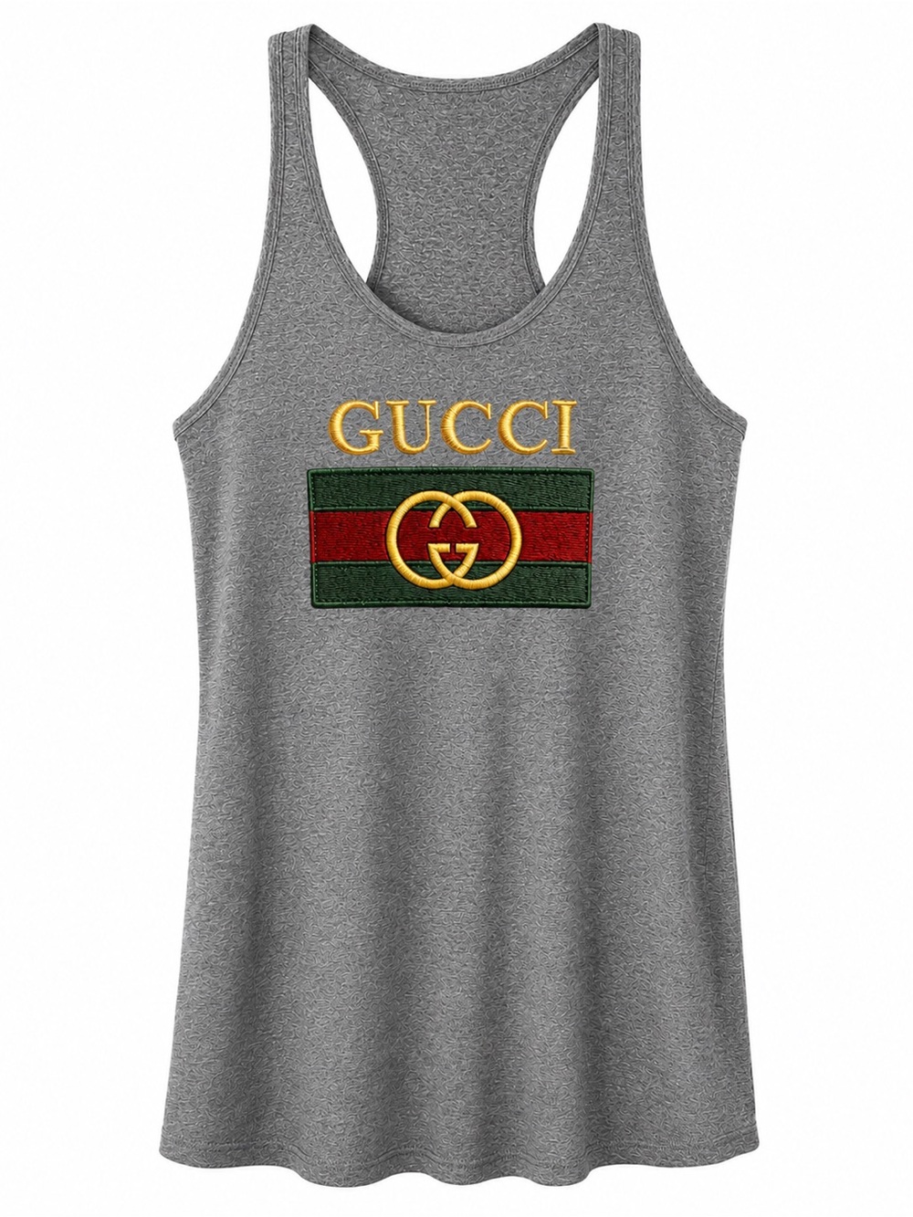 Gray Racerback Tank with Gold Logo
